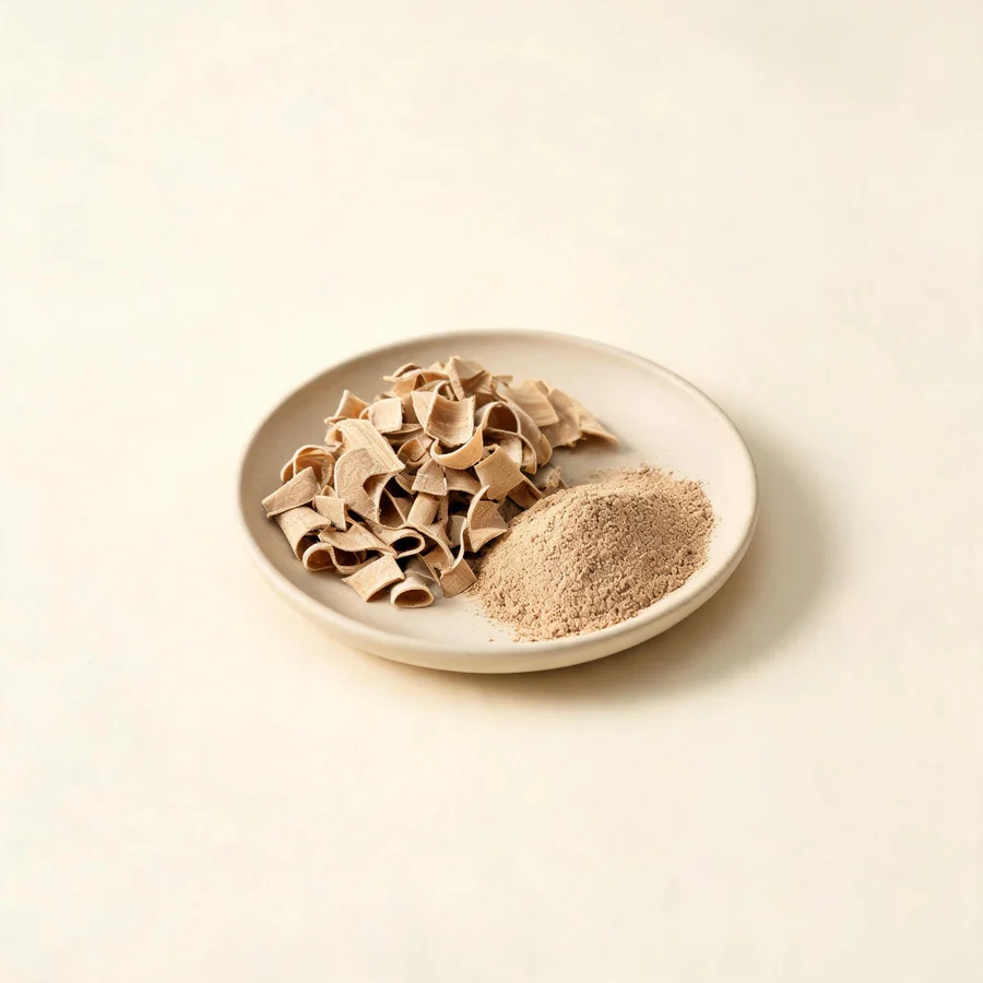 Dried Shui Niu Jiao horn arranged in a shallow bowl