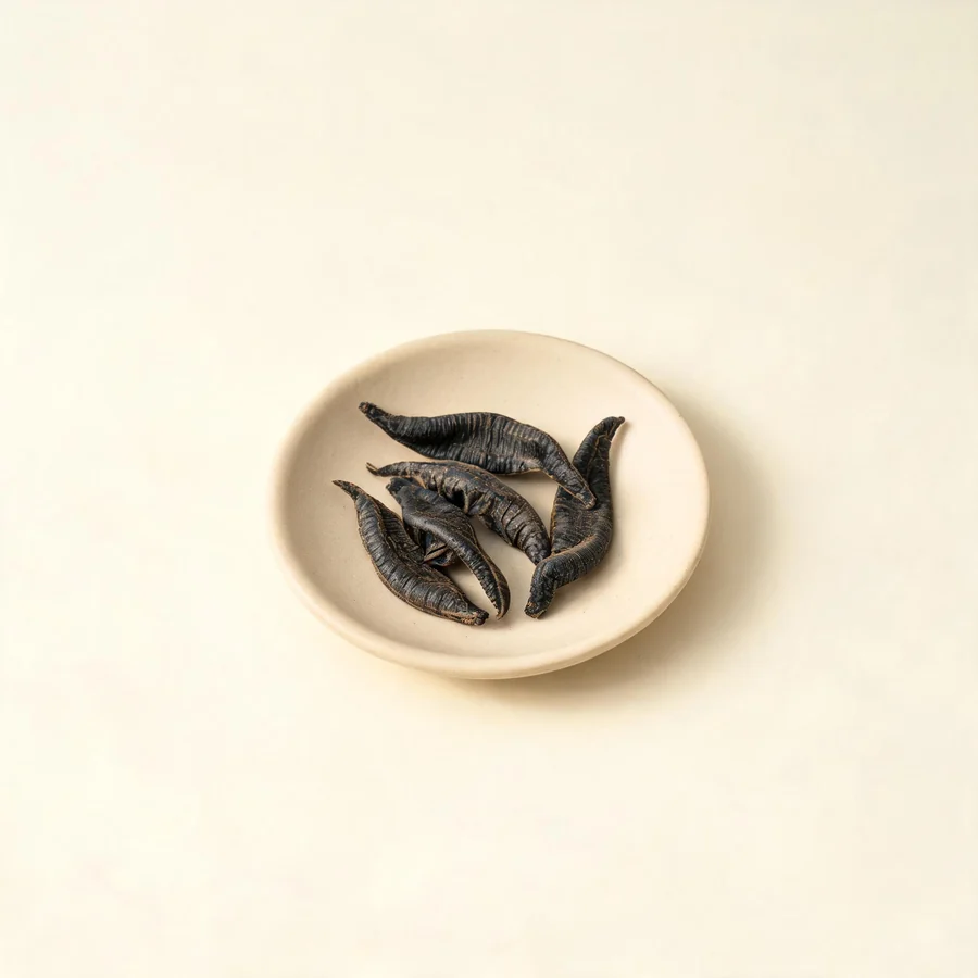 Dried Shui Zhi whole animal arranged in a shallow bowl