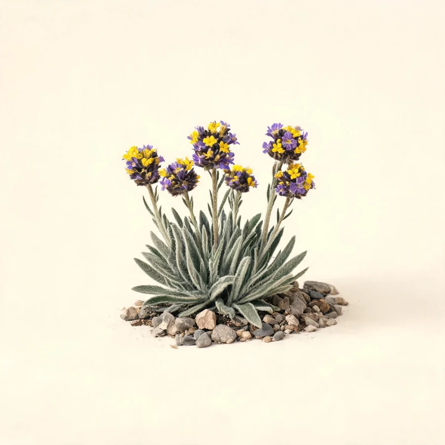 Botanical illustration of Arnebia euchroma in flower, showing its leaves and flowering stem
