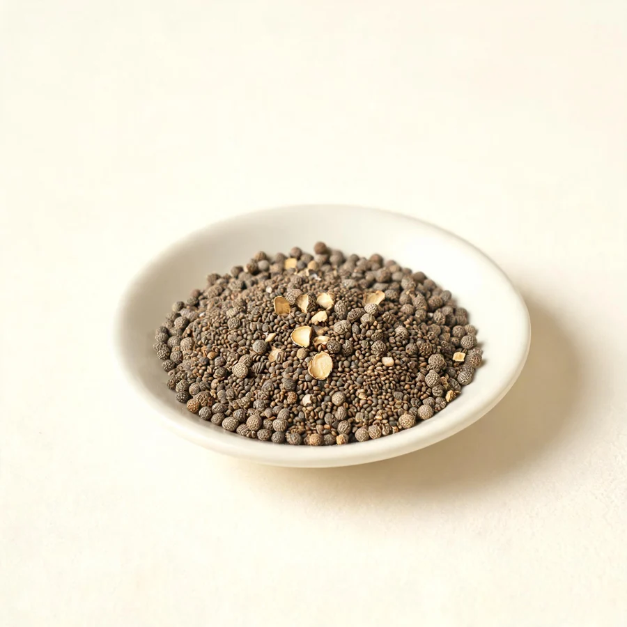 Dried Zi Su Zi seed arranged in a shallow bowl